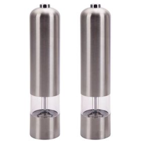 2pcs Stainless Steel Electric Automatic Pepper Mills Salt Grinder