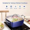 Casserole Dish; Square Induction Saucepan with Lid; 24cm/ 4L Stock Pots Non Stick Saucepan; Aluminum Ceramic Coating Cooking Pot - PFOA Free; Suitable