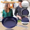 Frying Pan Sets Non Stick 3Pieces; Blue 3D Diamond Cookware; 20/24cm Frying Pan; 18cm Saucepan - Pots and Pans Set; Aluminum Ceramic Coating - Suitabl