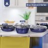 Frying Pan Sets Non Stick 3Pieces; Blue 3D Diamond Cookware; 20/24cm Frying Pan; 18cm Saucepan - Pots and Pans Set; Aluminum Ceramic Coating - Suitabl