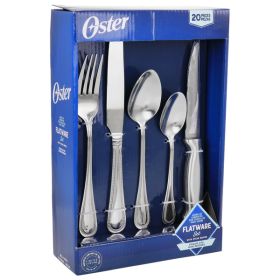 Oster 20 Piece Stainless Steel Flatware and Steak Knife Set