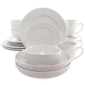 Elama Elle 18 Piece Porcelain Dinnerware Set with 2 Large Serving Bowls in White