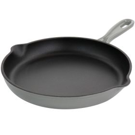 MegaChef Round 10.25 Inch Enameled Cast Iron Skillet in Gray