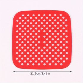 1pc 7.5in/8in/9in Air Fryer Liner Silicone Air Fryer Mat (Color: Red, style: Square 8.5in)