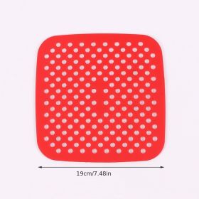 1pc 7.5in/8in/9in Air Fryer Liner Silicone Air Fryer Mat (Color: Red, style: Square 7.5in)