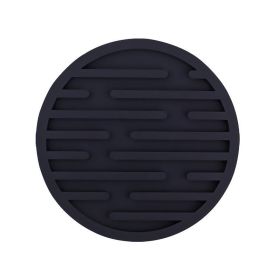 1pc Silicone Mat Heat Resistant Cup Mat Coasters Round Non-slip Table Placemat Tools (Color: Black)