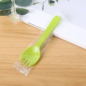 100pcs/set Disposable Plastic Spoons Forks For Cake Ice Cream Salad Fruit Dessert Soup Tea Coffee Party Cake Baking Shop Supplies (Color: 100pcs Green)