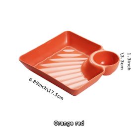 1pc Dumpling Plate With Sauce Dish; Potato; Water; Dumplings; Plate With Vinegar; Dinner Plate; Household Creative Square Serving Plate With Vinegar S (Color: Orange, Quantity: 1pc)