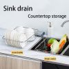 1pc Drain Rack; Drain Basket; Stainless Steel Kitchen Basket; Home Utensil Holder; Sink Basket; Retractable Sink Rack Suitable For Rectangular Sink Bo