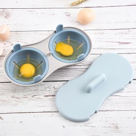 1pc Microwave Egg Poacher; Silicone Double Egg Poaching Cups; Egg Maker Poached; Egg Steamer; Kitchen Gadget (Color: Nordic Blue)