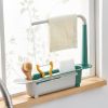 1pc Telescopic Sink Storage Rack Holder; Adjustable 2-in-1 Sink Organizer; Expandable Sink Basket; Sink Drain Rack; Sink Tray; Sponge Holder+Dish Clot