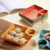 1pc Dumpling Plate With Sauce Dish; Potato; Water; Dumplings; Plate With Vinegar; Dinner Plate; Household Creative Square Serving Plate With Vinegar S