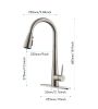 Kitchen Faucet with Pull Down Sprayer ;  High Arc Single Handle Kitchen Sink Faucet with Deck Plate;  Commercial Modern Stainless Steel Kitchen Faucet