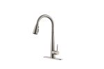 Kitchen Faucet with Pull Down Sprayer ;  High Arc Single Handle Kitchen Sink Faucet with Deck Plate;  Commercial Modern Stainless Steel Kitchen Faucet