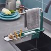 1pc Telescopic Sink Storage Rack Holder; Adjustable 2-in-1 Sink Organizer; Expandable Sink Basket; Sink Drain Rack; Sink Tray; Sponge Holder+Dish Clot